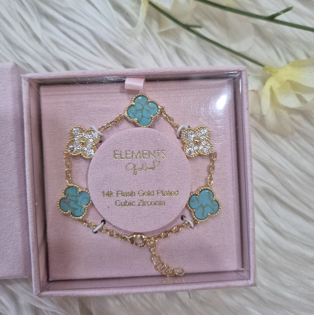 Element Gold Bracelet with Turquoise Accents